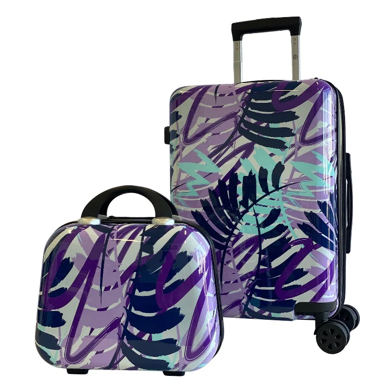 World Traveler Tropical Leaves 2-Piece Hardside Carry-On Spinner Luggage Set