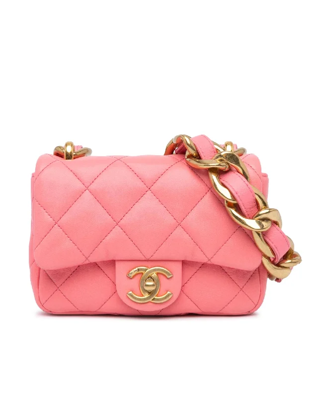 Mini Quilted Lambskin Flap Bag with Chain Strap and CC Twist-Lock