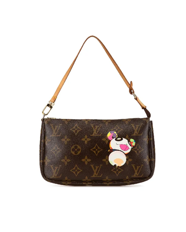 Monogram Panda Pochette with Detachable Strap and Zip Closure