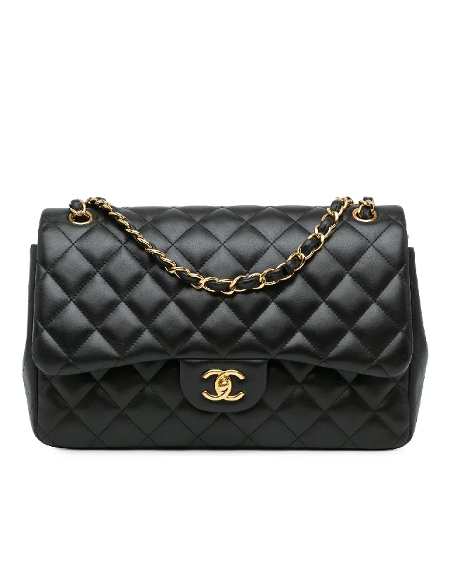 Jumbo Classic Quilted Lambskin Double Flap Shoulder Bag