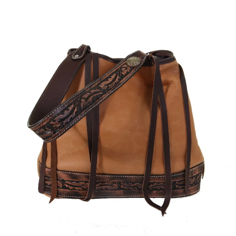 BT144 - Buckskin Feather Tooled Big Tote