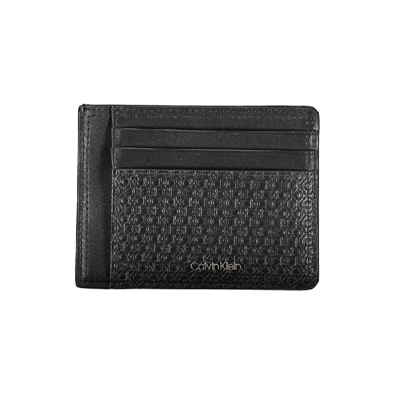 Calvin Klein Sleek Black Leather Coin Purse with Card Holder