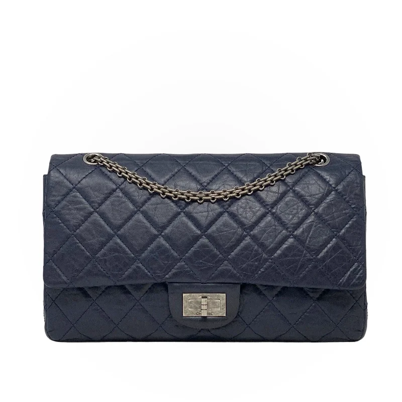 Chanel Navy Crinkled Calfskin 2.55 Reissue 227