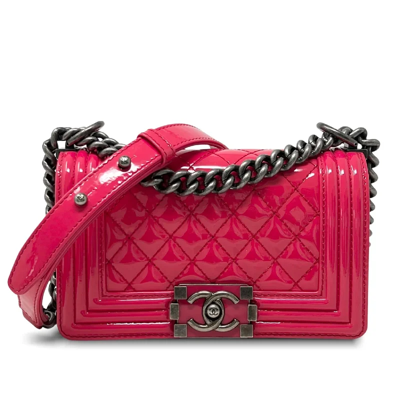 Chanel Pink Patent Small Boy Bag