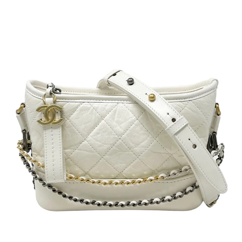 Chanel White Aged Calfskin Small Gabrielle Bag