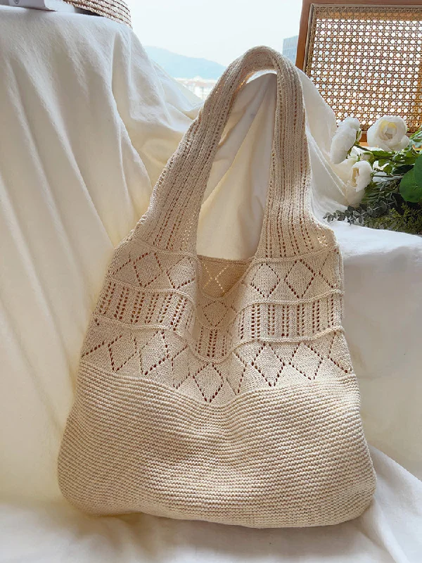 Elena Handbags Retro Cotton Knitted Shoulder Bag