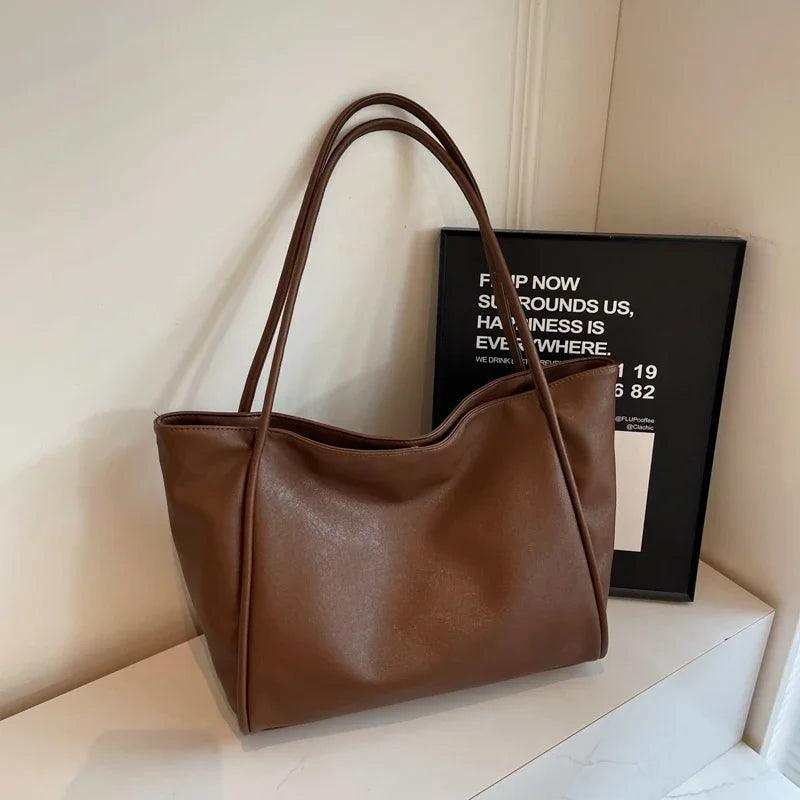 Extra Large Tote Bags Women Soft Leather Snap Shoulder Bags Shopper Purses