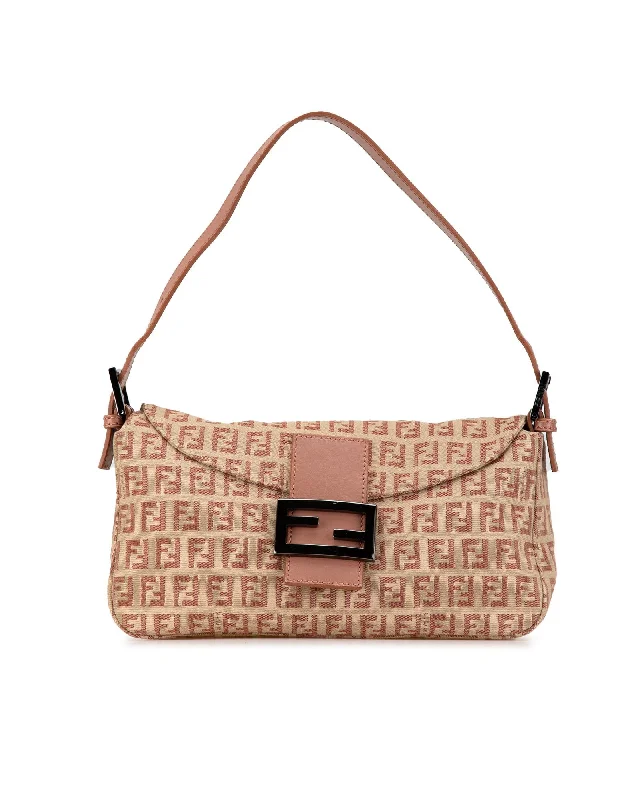 Canvas Double Flap Shoulder Bag with Leather Strap and Interior Zip Pocket