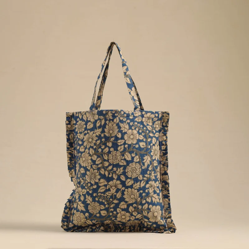 Blue - Handcrafted Cotton Frill Jhola Bag 01