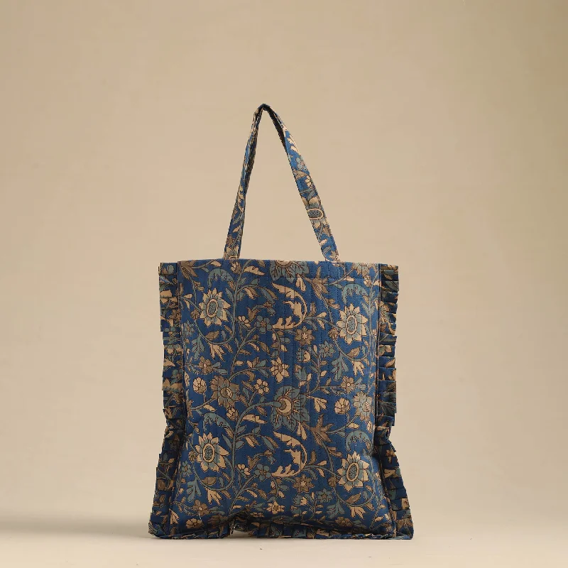 Blue - Handcrafted Cotton Frill Jhola Bag 19