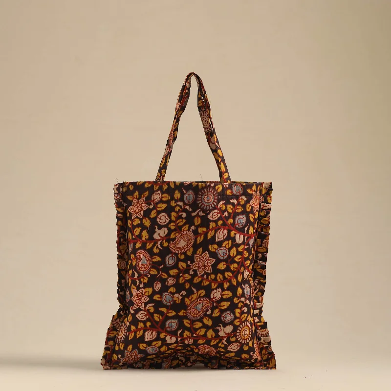 Black - Handcrafted Cotton Frill Jhola Bag 44