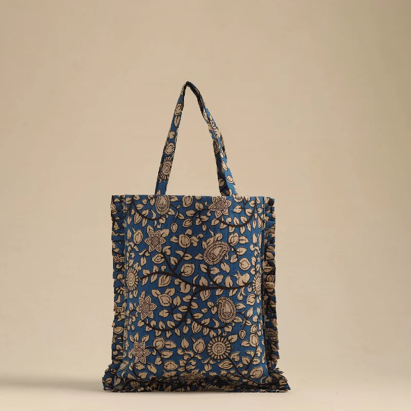 Blue - Handcrafted Cotton Frill Jhola Bag 46