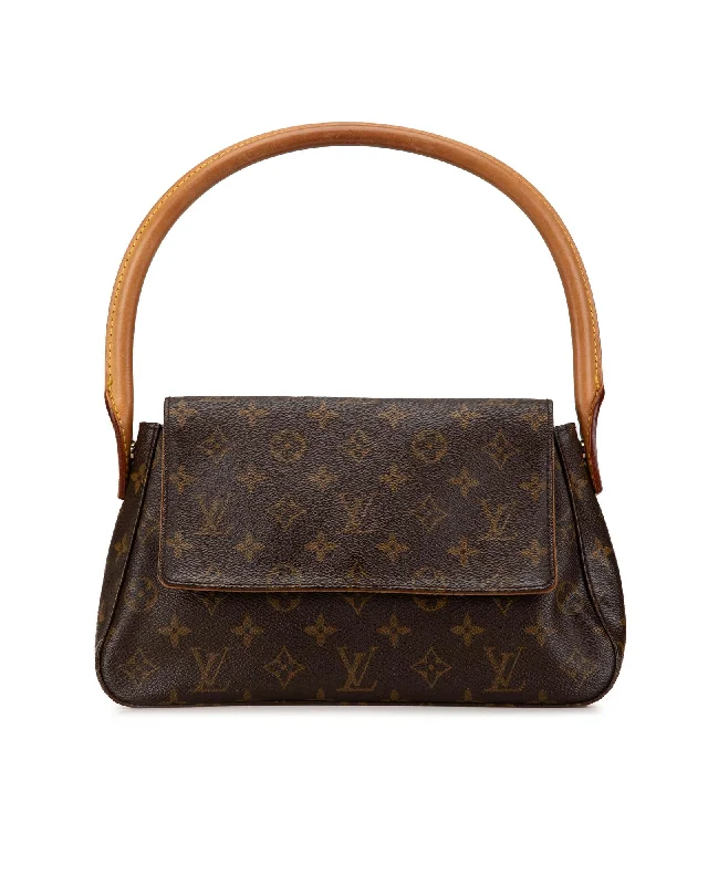 Monogram Canvas Flap Bag with Rolled Leather Handle