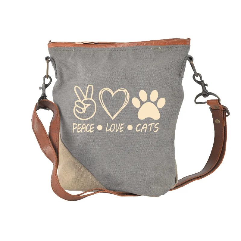 PEACE LOVE CATS Sustainable Canvas Crossbody Bag