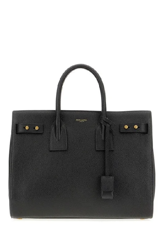 Saint Laurent Black Calf Leather Sac De Jour Handbag