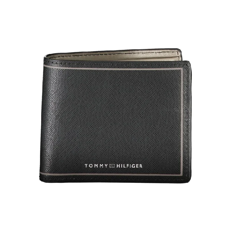 Tommy Hilfiger Elegant Black Leather Dual-Compartment Wallet