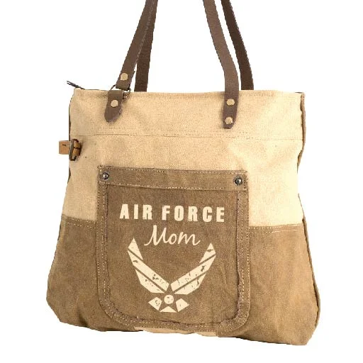 Air Force Mom ~ Two Tone Sustainable Canvas Tote ~ Show Your Pride!