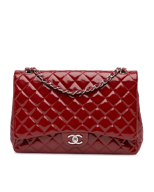 Maxi Classic Patent Leather Double Flap Bag with Chain Straps and Interlocking CC Twist Lock