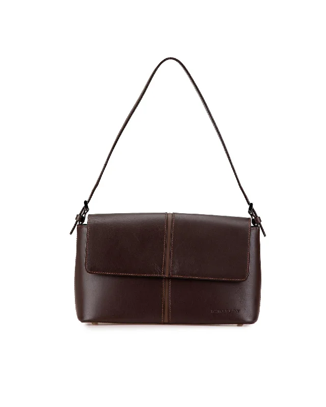 Leather Shoulder Bag with Magnetic Snap Closure