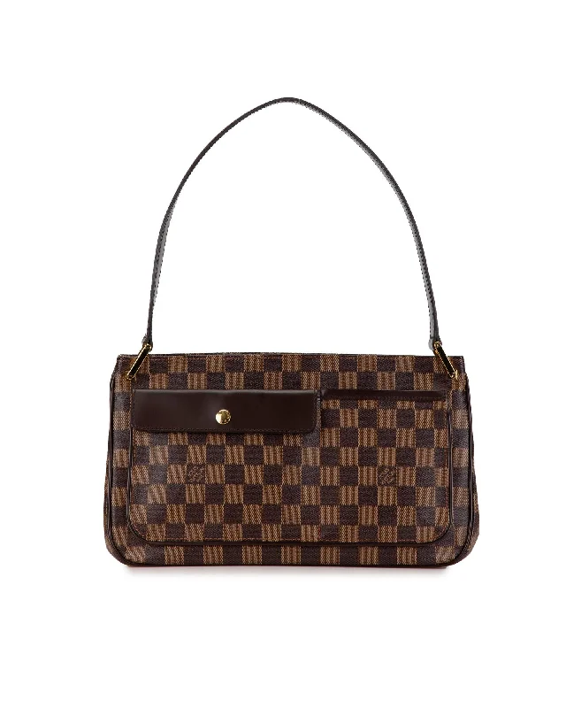 Damier Ebene Canvas Aubagne with Leather Trim and Exterior Slip Pockets