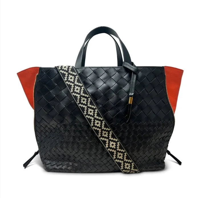 Bantham Tote Black Threaded Weave