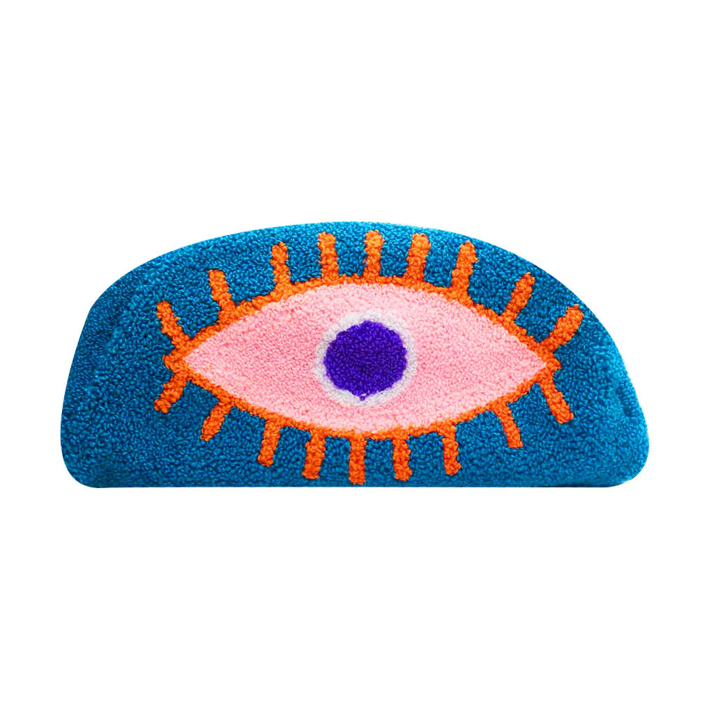 Blue, Orange, and Pink Cosmetic Bag