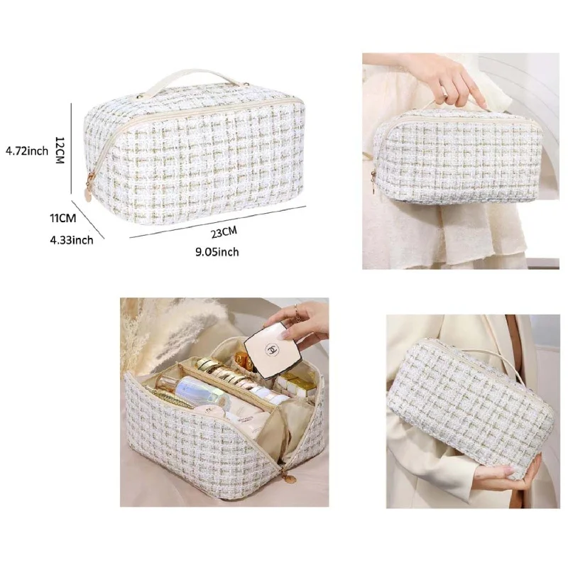 EG10304 Tweed Zip Around Cosmetic Pouch