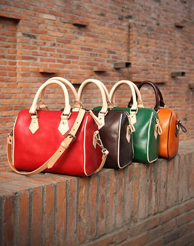 Fashion Womens Leather Small Boston Handbag Best Womens Leather Boston Purse Side Bag