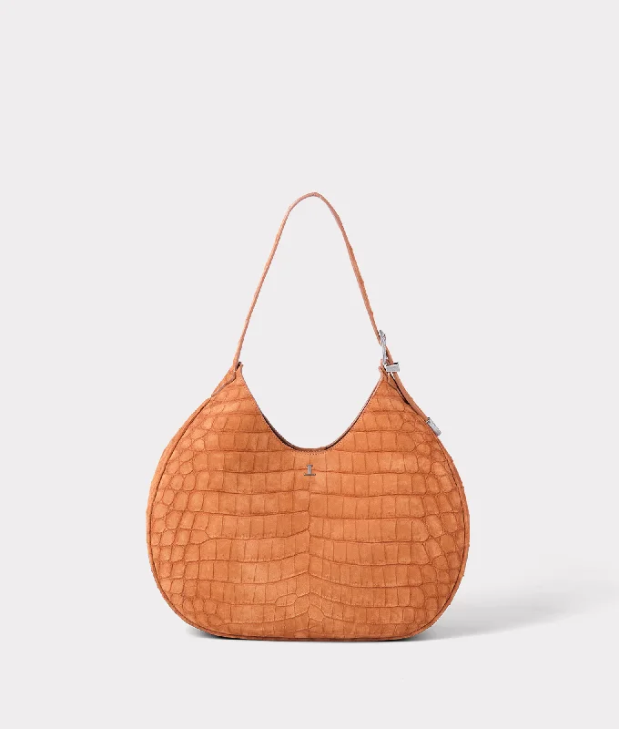 Large Heidi Exotic Hobo Bag :: Cognac