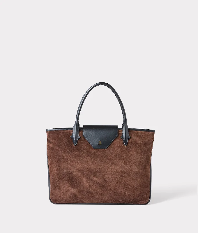 Large Roma Suede Tote :: Brown