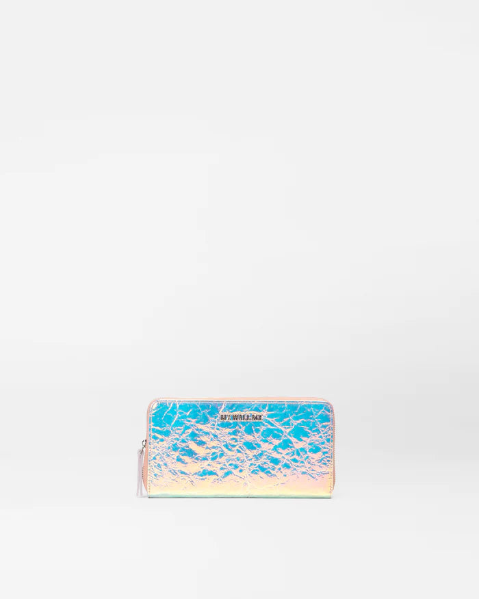 Leather Long Zip Round Wallet Pink Opal