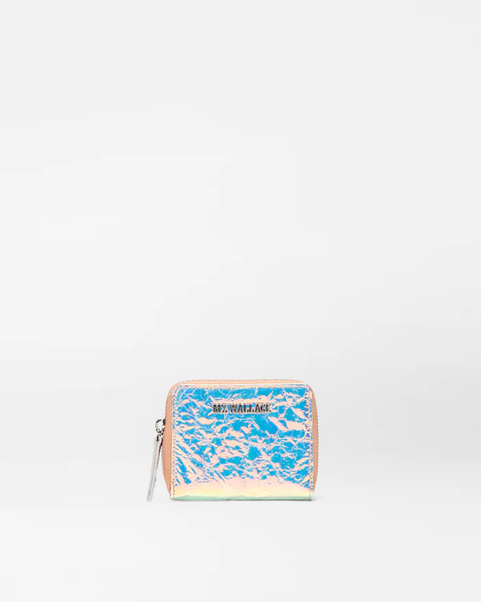 Leather Small Zip Round Wallet Pink Opal