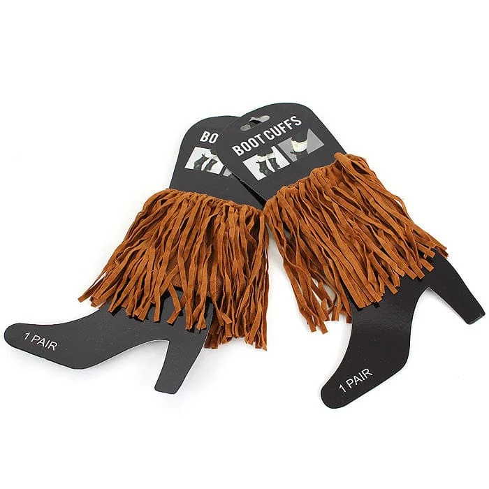 BC10118 Faux Leather Fringe Boot Cuffs