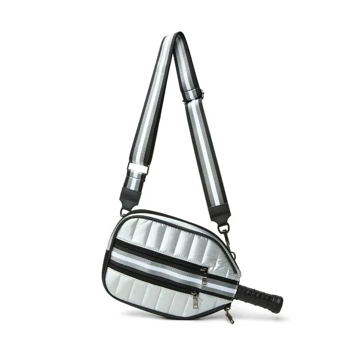 Sporty Pickleball Crossbody Silver Liquid