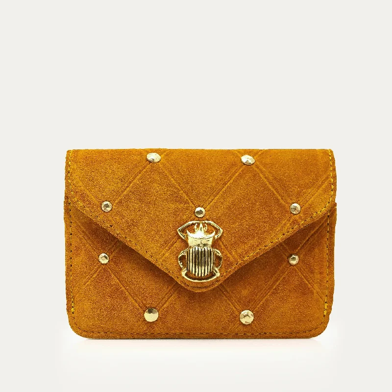 Studded Amber Leather Card Holder Alex